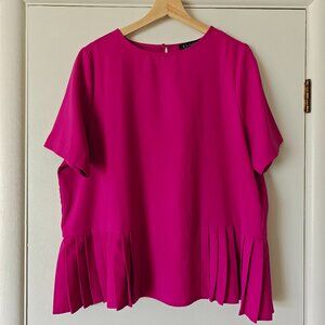ELOQUII Bright Pink Pleated Hem Blouse – Size 16
